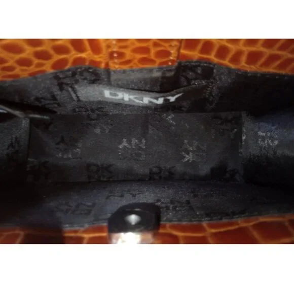 Vintage DKNY Brown Crocodile‑Embossed Leather Shoulder Bag Satchel - Picture 5 of 6